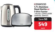 Kenwood 1.7Ltr Stainless Steel Kettle Or 2-Slice Toaster 399456, 399457-Each