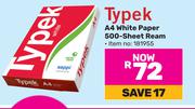 Typek A4 White Paper 500 Sheet Ream