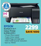 Epson Eco Tank 3 In 1 Colour Printer L3110/L3111