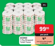 Econo 1-Ply Wrapped Toilet Tissue-24 Per Pack