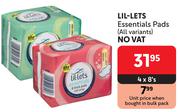 Lil-Lets Essentials Pads (All Variants)-4 x 8's Pack