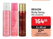 Revlon Body Spray (All Variants)- 6 x 90ml