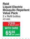 Raid Liquid Electric Mosquito Repellent Value Pack 2 x Refill Bottles-Per Pack