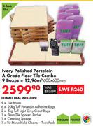Iveory Polisged Porcelain A-Grade Floor Tile Combo (9 Boxes)