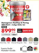 Homegrown Rooftop & Paving Paint 20Ltr + Indigo Roller Set-Per Set