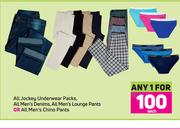 All Jockey Underwear Packs,All Men's Denims,All Men's Lounge Pants Or All Men's Chino Pants-Each
