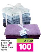 Mainstays 5 Pack Face Towels Or 3 Pack Guest Towels-For 2
