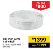 Flat Twin Earth Cable Roll (White)-1.5mm  x 100m