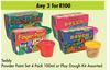 Teddy Powder Paint Set 4 Pack 100ml Or Play Dough Kit Assorted-For 2