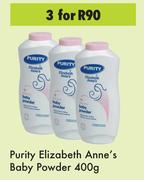Purity Elizabeth Anne's Baby Powder-For 3 x 400g