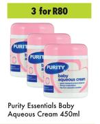 Purity Esentials Baby Aqueous Cream-For 3 x 450ml