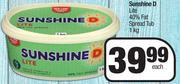 Sunshine D Lite 40% Fat Spread Tub- 1Kg