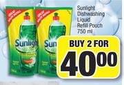 Sunlight Dishwashing Liquid Refill Pouch-For 2 x 750ml