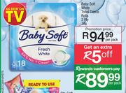 Baby Soft White Toilet Tissue Rolls 2 Ply-18s Per Pack