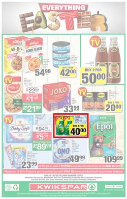 KWIKSPAR EASTERN CAPE : Your One Stop Easter Shop (23 March - 5 April 2021) Valid in Abbotsford, Beacon Isle, Beetlestone, Burt Drive, Butterworth, Cambridge West, Colchester, Dhaysons, East End, page 4