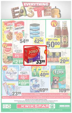 KWIKSPAR EASTERN CAPE : Your One Stop Easter Shop (23 March - 5 April 2021) Valid in Abbotsford, Beacon Isle, Beetlestone, Burt Drive, Butterworth, Cambridge West, Colchester, Dhaysons, East End, page 4
