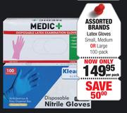 Medic+ Assorted Brands Latex Gloves-100 Per Pack