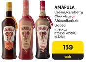 Amarula Cream, Raspberry Chocolate Or African Baobab Liqueur-750ml Each