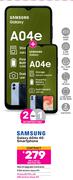 2 x Samsung Galaxy A04e 4G Smartphone-On Red Flexi 150 + On Promo 80