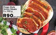 Prego Style Sirloin Steaks-5 x 100g Per Pack