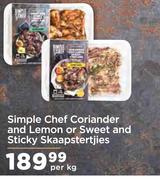 Simple Chef Coriander & Lemon Or Sweet & Sticky Skaapstertjies-Per Kg