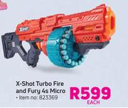 X-Shot Turbo Fire & Fury 4s Micro-Each