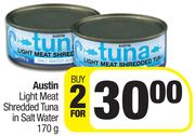Austin Light Meat Shredded Tuna In Salt Water-For Any 2 x 170g