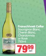 Franschhoek Cellar Sauvignon Blanc, Chenin Blanc, Chardonnay Or Rose-750ml Each
