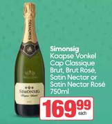 Simonsig Kaapse Vonkel Cap Classique Brut, Brut Rose, Satin Nectar Or Satin Nectar Rose-750ml Each