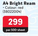 Butterfly A4 Bright Reams (Red)-Per 500 Sheet