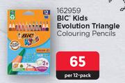 Bic Kids Evolution Triangle Colouring Pencils-Per 12 Pack