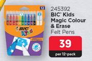Bic Kids Magic Colour & Erase Felt Pens-Per 12 Pack