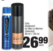Coty Deodorant For Men Or Women (Selected)-90ml/120ml Each