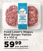 Food Lover's Wagyu Beef Burger Patties-4 x 100g Per Packet