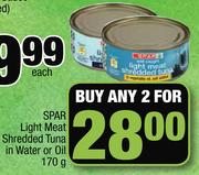 Spar Light Meat Shredded Tuna In Water Or Oil-2 x 170g