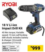 Ryobi 18V Li-Ion Impact Drill Kit