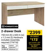 Home & Kitchen 2 Drawer Desk 750mm (h) x 600mm (w) x 1.2mm (l) (774718)