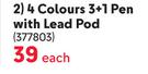 BIC 4 Colours 3+1 Pen With Lead Pod 377803-Each