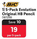 BIC 5-Pack Evolution Original HB Pencil 187239-Per 5-Pack