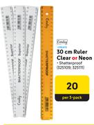 Croxley Create 30cm Ruler (Clear or Neon)-Per 3-Pack
