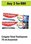 Colgate Total Toothpaste Assorted-For Any 2 x 75ml