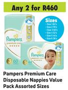 Pampers Premium Care Disposable Nappies Value Pack Assorted Sizes-For Any 2