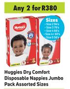 Huggies Dry Comfort Disposable Nappies Jumbo Pack Assorted Sizes-For Any 2 