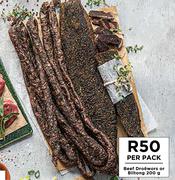 Beef Droewors or Biltong-200g Per Pack