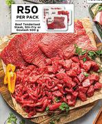 Beef Tenderised Steak, Stir-Fry Or Goulash-500g Per Pack