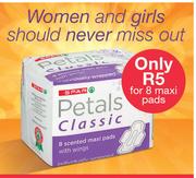 Spar Petals Classic Maxi Pads-8's Per Pack