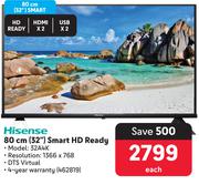 Hisense 32"(80cm) Smart HD Ready 32A4K 462819-Each