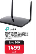 Tp-Link N300 4G LTE Telephony Wi-Fi Router (300 Mbps) TL MR6500V 452185-Each