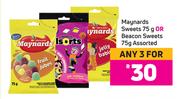 Maynards Sweets 75g Or Beacon Sweets 75g Assorted-For 3