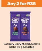 Cadbury Dairy Milk Chocolate Slabs Assorted-For Any 2 x 80g